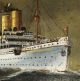 Antique C.  Hagener Miniature Maritime Oil Painting,  Ocean Liner Victoria Luise Folk Art photo 6