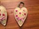 Prim Wool Felt Penny Rug Valentine Ornies Bowl Fillers Cream Hearts With Flowers Primitives photo 2