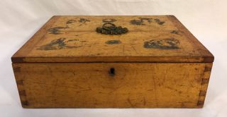 Antique Mid 19th C Primitive Solid Birdseye Tiger Maple Wood Dovetailed Box photo
