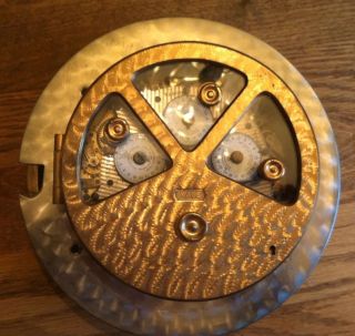 Brass Yale Time Lock Pie Shape Antique Clock Work Three Window photo
