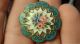 2 - Old Brass & Enamel Flower Floral Roses Decorated Buttons Earrings Buttons photo 2