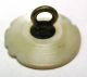 Antique Carved Shell Button Iris Flower Fancy Border Paint & Luster Accent 5/8 