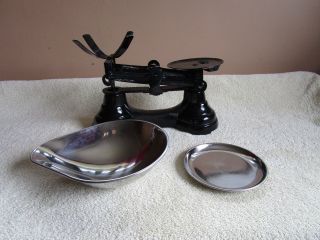 Antique Candy,  Hardware,  Feed Store,  Balance Scale With Chrome Plated Pans photo