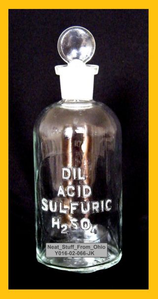 Laboratory Bottle,  Diluted Sulfuric Acid,  250ml Size Bottle,  Raised Lettering photo