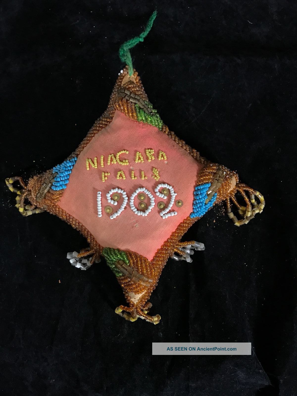 Iroquois Bead Work Pillow Pin Cushion Dated 1902 Native American Aafa Native American photo