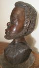 Large Antique 1800 ' S Hand Carved Heavy 10lb Mahogany Wood African Face Sculpture Sculptures & Statues photo 2
