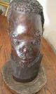Large Antique 1800 ' S Hand Carved Heavy 10lb Mahogany Wood African Face Sculpture Sculptures & Statues photo 7