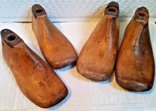 4 Asstd Cobbler ' S Child Antique Wood Shoe Last Mold Form Size 3 3 1/2 5 photo