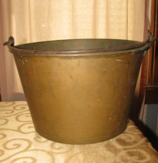 Antique Brass Bucket Pail Signed Brown & Bros Waterbury Ct Usa Made Vintage 1856 photo