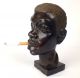 Antique Hand Carved Heavy 2 Lb Wood Face Smoking Sculpture Sculptures & Statues photo 6