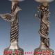 A Chinese Silver Copper Candle Stick Dragon & Phoenix Gd7507 Other Antique Chinese Statues photo 2