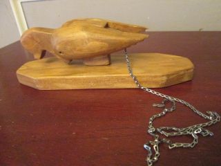 Primitive Vintage / Antique Wooden Wood Pull String Woodpecker Door Knocker photo