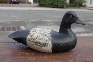 Vintage Miniature Wooden Bluebill Duck Decoy Wood Folk Art Old photo