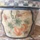 Antique Chinese Paper Mache Hat Storage Box Hand Painted 12 