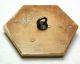 Lg Sz Antique Horn Button Dice Design W/ Cut Steel Accents - 1 & 3/8 