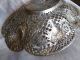 Vintage Silver 800 Filigree Scalloped Victorian Bowl Basket Dish Roses Flowers Coin Silver (.900) photo 3
