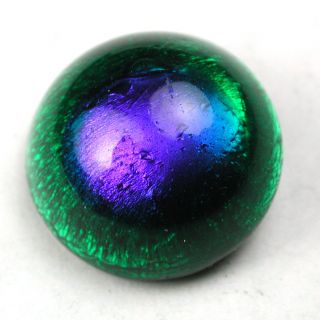 Antique Glass Button Colorful Peacock Eye Design - 9/16 