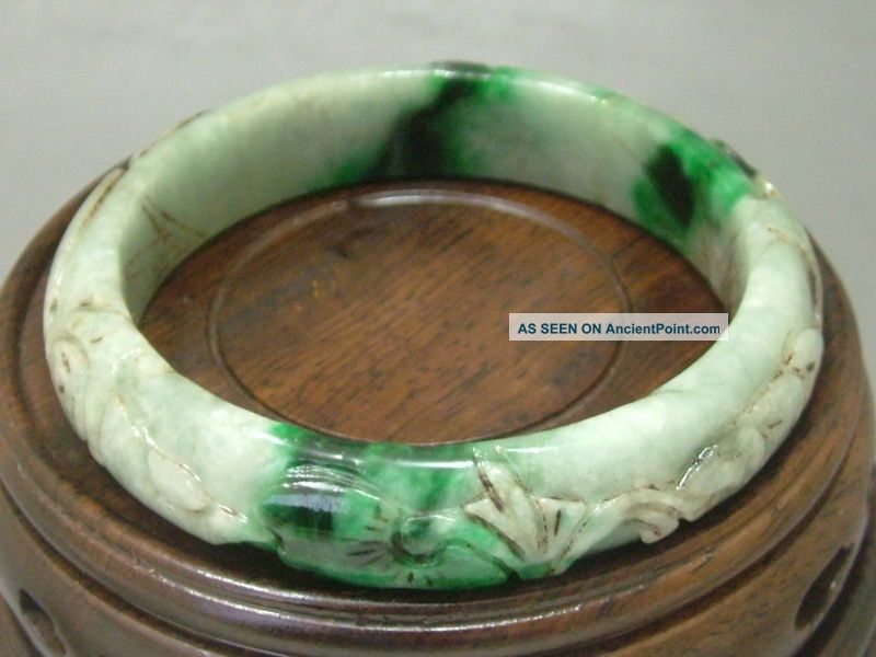Antique Old Chinese Nephrite Celadon Grade A Jade Dragon Bracelet 1 Bracelets photo