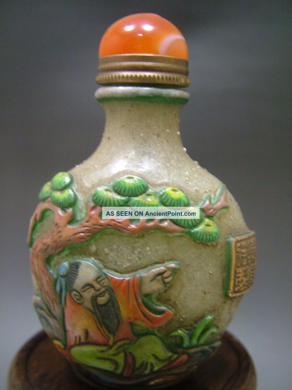 Chinese Antique Hand Carved Beautifully Glass Snuff Bottle Snuff Bottles photo