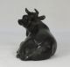 F517: Japanese Quality Signed Copper Paperweight Of Bull Statue With Good Work Statues photo 6