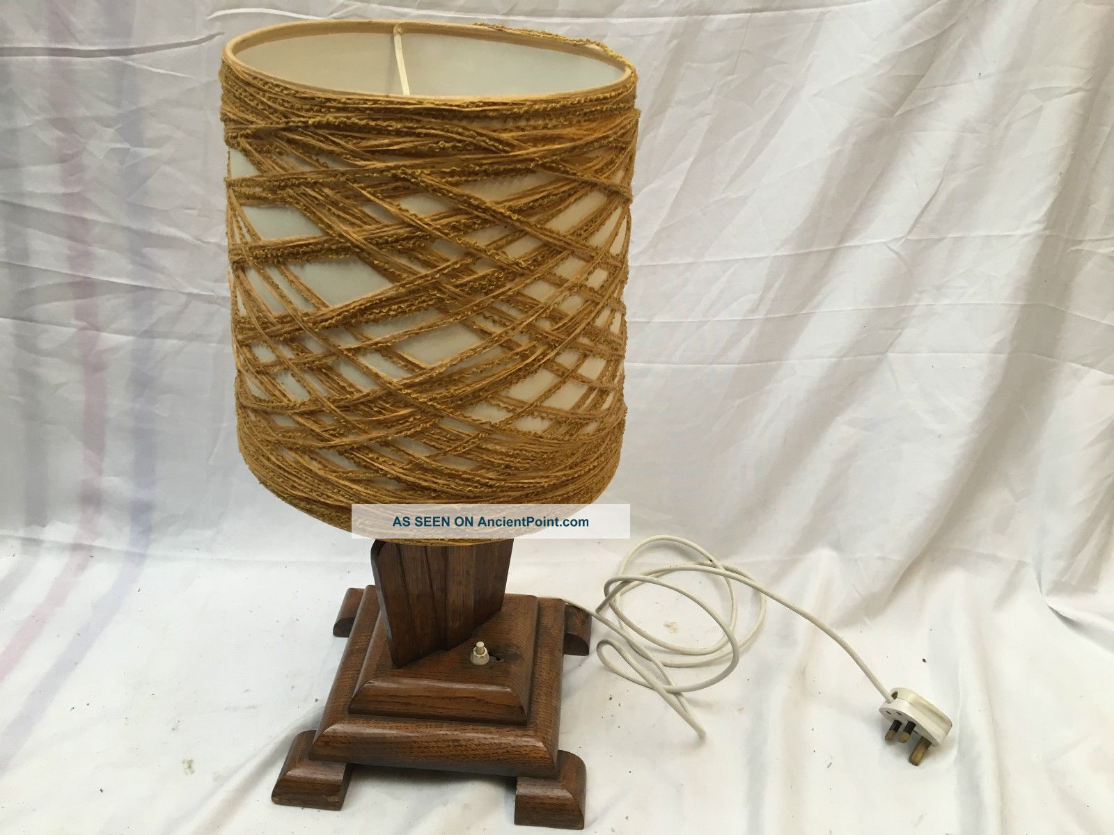 Vintage Art Deco Wooden Lamp Base And Shade 20th Century photo
