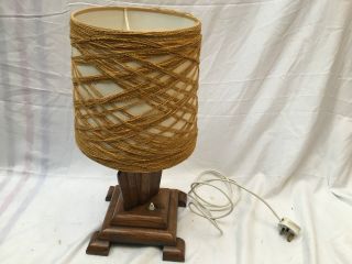 Vintage Art Deco Wooden Lamp Base And Shade photo