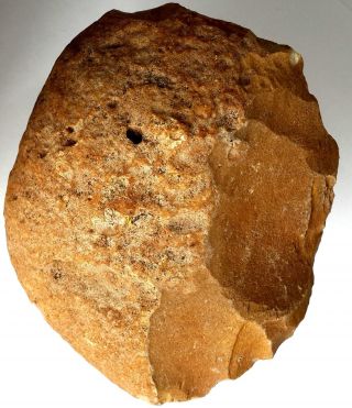 Acheulean Flint Dicoid Axe Neanderthal Paleolithic Tool,  Left In Formation Phase photo