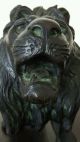 Japanese Bronze Study Of A Prowling Lion 4 Character Sign 43cm Meiji Period Vases photo 8