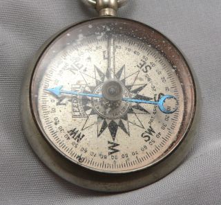 Antique Leedawl Nickel Pocket Compass Short & Mason Rochester Vintage Locking photo