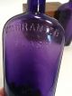 Whiskey Bottle Flasks Amethyst Purple Pressed Glassturn Of The Century Vtg Pair Primitives photo 1