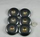 6 Vintage Bakelite Buttons Indented Starburst Metal Shank Large 1 5/16 