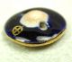 Antique Meiji Satsuma Button Geisha W/ Fan & Gold Accented Cobalt Border 11/16 