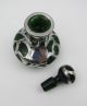 Antique Sterling Silver 925 Overlay Art Nouveau Green Glass Perfume Bottle As - Is Perfume Bottles photo 4