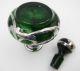 Antique Sterling Silver 925 Overlay Art Nouveau Green Glass Perfume Bottle As - Is Perfume Bottles photo 6