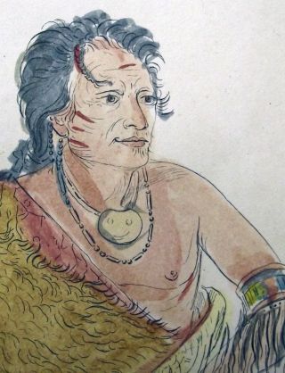 1842 G.  Catlin Handcol Engraving Native American Indians Pawnee Warrior photo