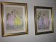 Pair French Mode Embellished Fabric Framed Shadowbox Illustrateur Des Modes Victorian photo 1