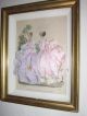 Pair French Mode Embellished Fabric Framed Shadowbox Illustrateur Des Modes Victorian photo 3