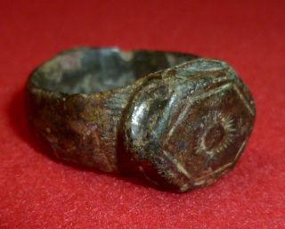Merovingian Ancient Artifact - Solid Bronze Ring Circa 500 - 600 Ad - 3255 - photo