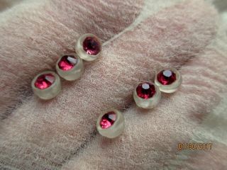 6 Gorgeous Htf Antique Tiny Pink Rhinestone Camphor Glass Buttons 20s Czech 1/4 