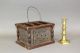 Rare Untouched Late 18th C Tin And Wood Foot Warmer Diamond Design Old Red Paint Primitives photo 1