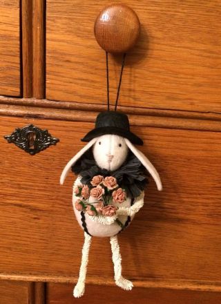 Primitive Folk Art Vermont Made Bunny Ornament Design By The Cheswick Company photo