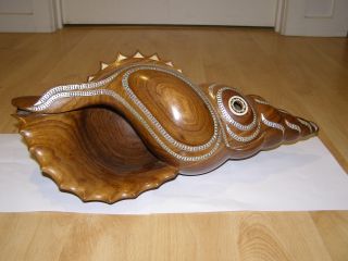 Solomon Islands Conch Shell Wood Carving photo