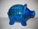 Aldo Londi Bitossi Piggy Bank Money Box Italy Mid Century Modern Blue Pottery Mid-Century Modernism photo 3