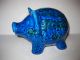 Aldo Londi Bitossi Piggy Bank Money Box Italy Mid Century Modern Blue Pottery Mid-Century Modernism photo 4