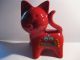 Red Cat Bitossi Piggy Bank Money Box Italy Mid Century Modern Red Pottery Mid-Century Modernism photo 2