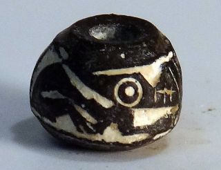 Pre - Columbian Black Running Animal Bead.  Guaranteed Authentic. photo