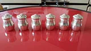 Vintage Sterling Silver Salt & Pepper Shakers,  6 In A Box photo