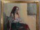 Vintage Mid Century Spanish Maria De La Luz Old Spain Folk Art Portrait Painting Victorian photo 1