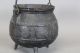 Rare Small Size 18th C Cast Iron Hanging Tall Footed Pot In Old Painted Surface Primitives photo 6