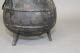 Rare Small Size 18th C Cast Iron Hanging Tall Footed Pot In Old Painted Surface Primitives photo 7